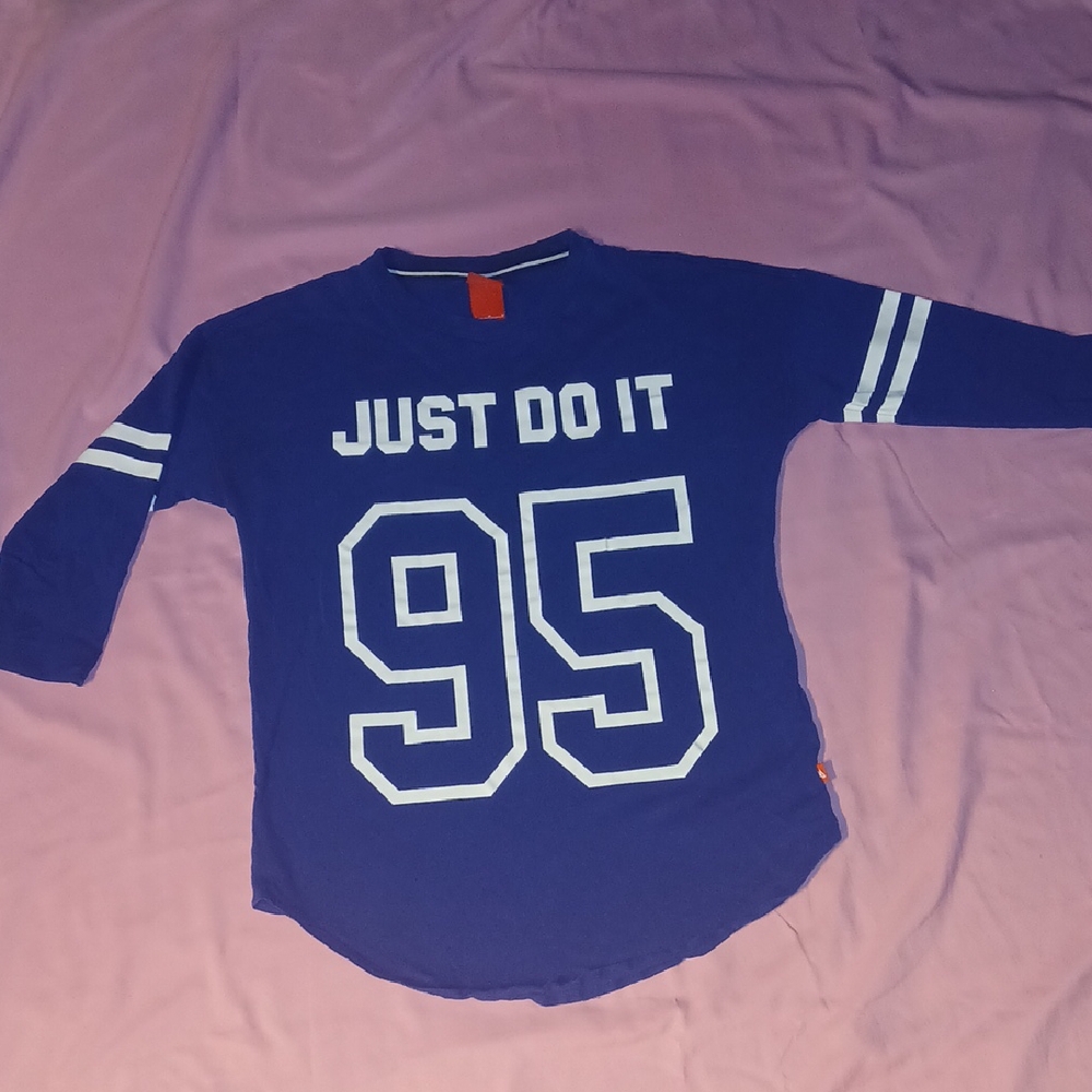 Nike Blue and White Long Sleeve Tee